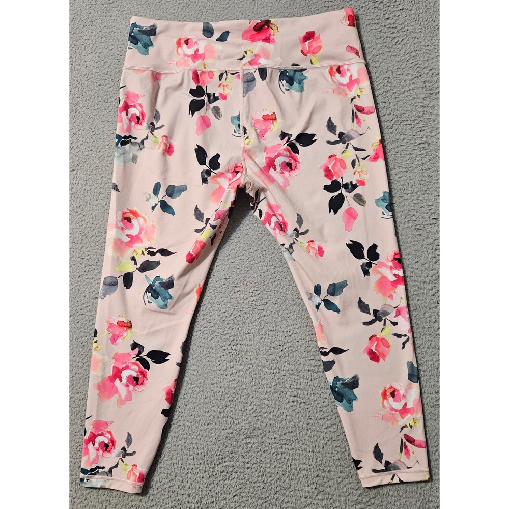 Athleta Elation 7/8 Tight Painted Flower Orchid Pink Athletic Yoga Workout Sz XL - Picture 2 of 10